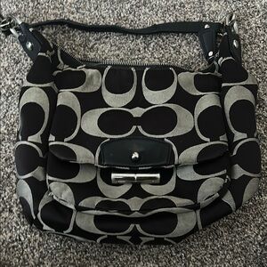Coach Black and Gray Signature Shoulder Bag